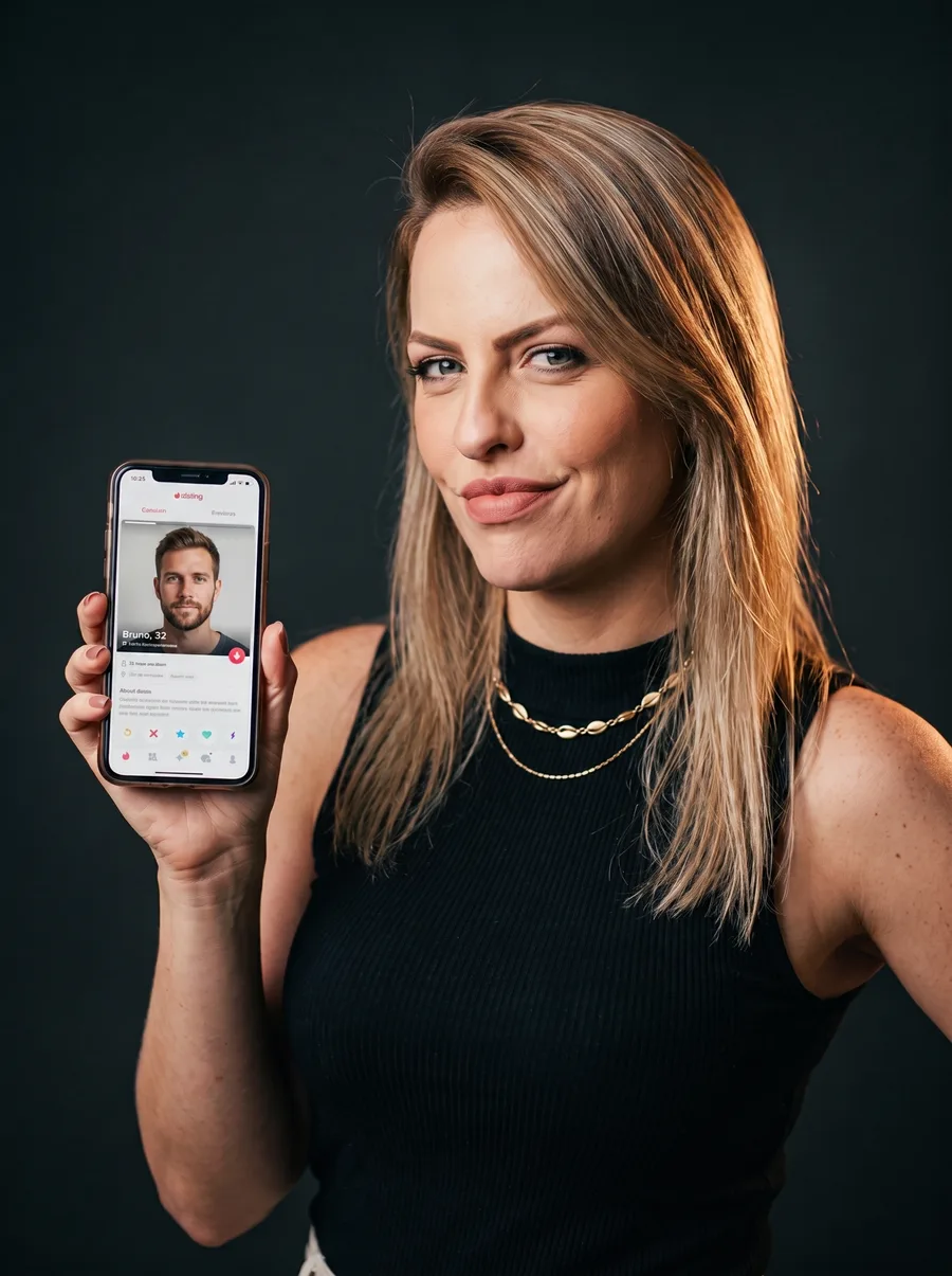 Cintia Cavalheri segurando celular com Perfil Elite